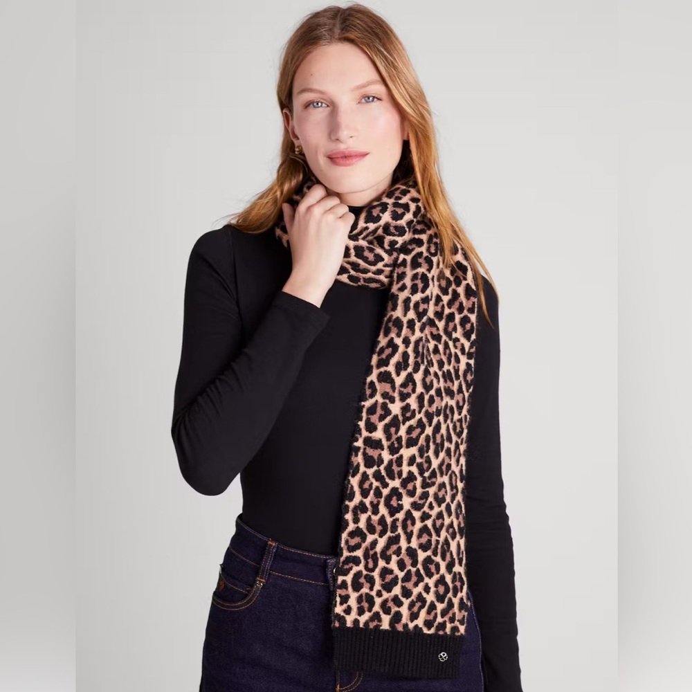 Kate Spade New York Leopard Print Wool Blend Scarf